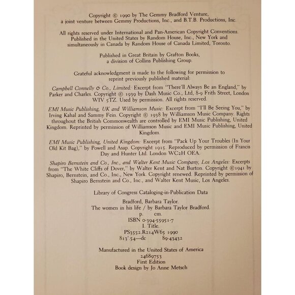 The Woman in His Life by Barbara Taylor Bradford – G+ Romance Hardcover - Picture 9 of 10